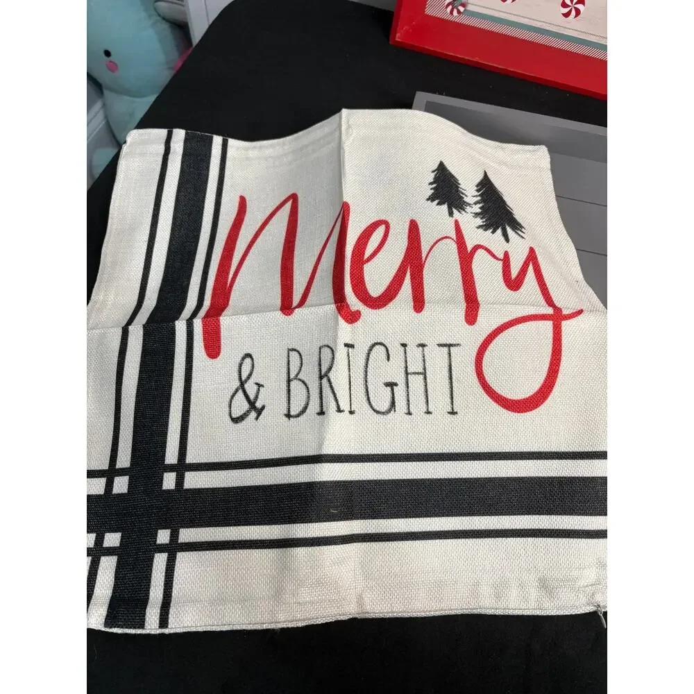 Set of 2 Christmas Pillow Covers 18” Let It Snow Merry & Bright NWT